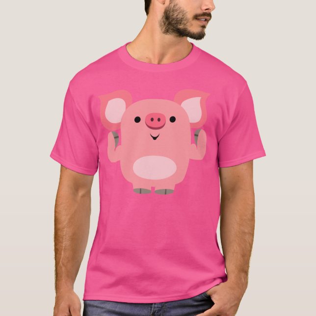 Cute Muscled Tecknad Gris T-Shirt (Framsida)