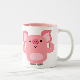 Cute Muscled Tecknad Gris Två-Tonad Mugg
