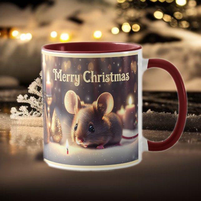 Cute-musen firar jul - anpassningsbar mugg (Skapare uppladdad)