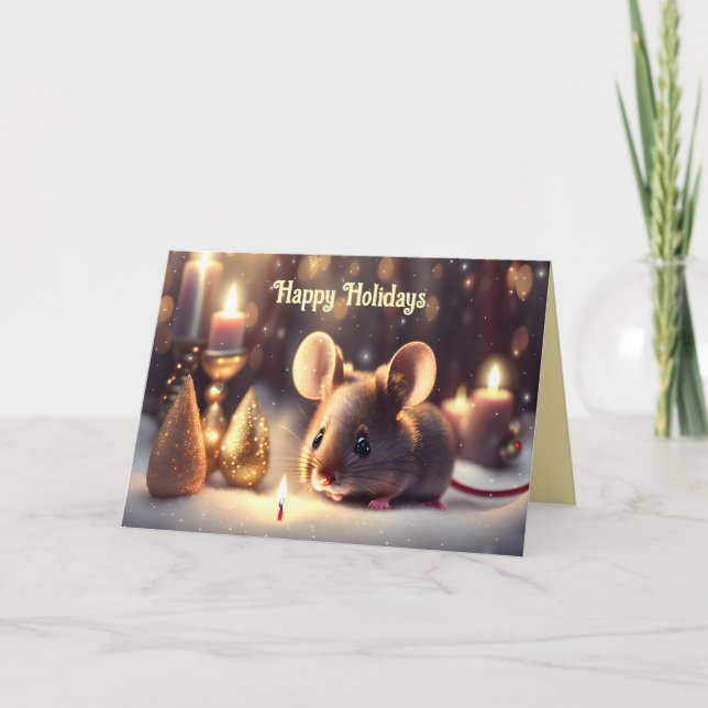 Cute-musen firar jul - Helgdag Card Anteckningskort (Framsida)