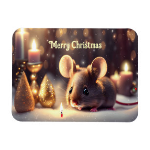 Cute-musen firar jul - magnet