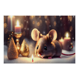 Cute-musen firar jul perfect poster