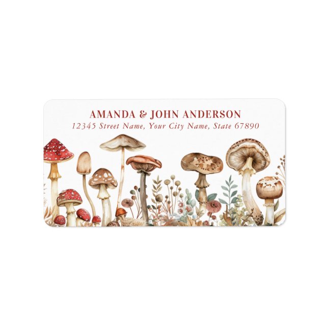 Cute Mushroom-Adressetiketter Adressetikett (Framsidan)