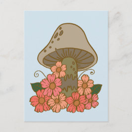 Cute Mushroom Art-vykort Vykort