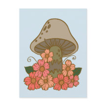 Cute Mushroom Art-vykort