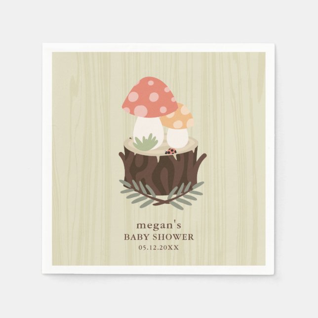 Cute Mushroom Baby Shower Napkin Pappersservett (Framsidan)