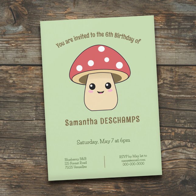 Cute Mushroom Birthday bjudande Inbjudningar (Cute Mushroom Birthday Invitation)