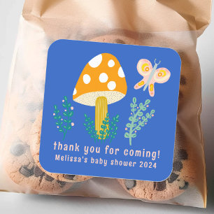 Cute Mushroom Butterfly Tack ANPASSNINGSBAR Baby S Fyrkantigt Klistermärke