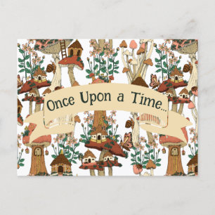 Cute Mushroom Fairytale Flytta Announcement Vykort