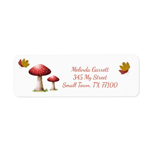 Cute Mushroom Fall Thanksgiving Anpassningsbar Adr Returadress Etikett (Framsidan)