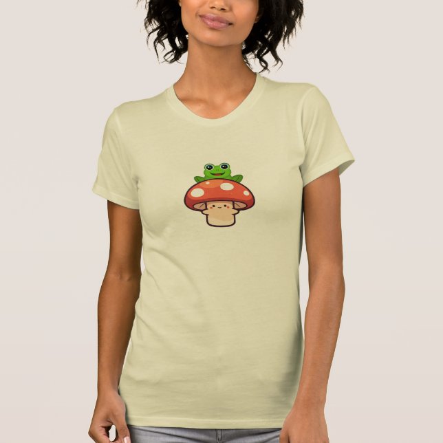 Cute Mushroom & Frog Duo, Kawaii-grafik T Shirt (Framsida)