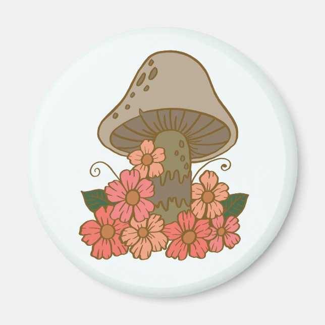Cute Mushroom Garden Fridge Magnet (Framsidan)