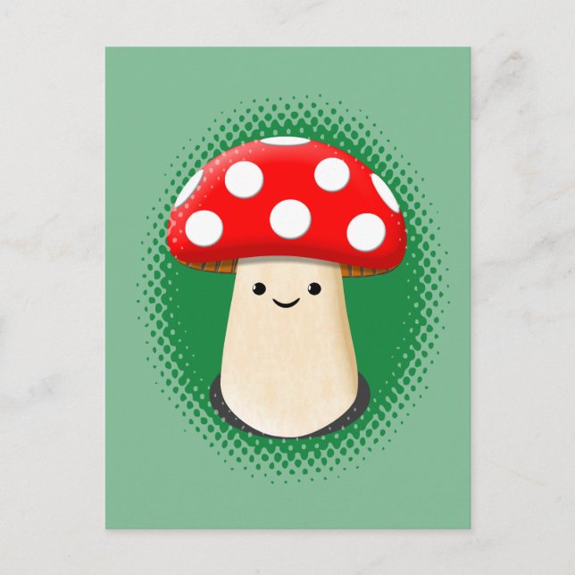 Cute Mushroom-Grönt Vykort (Framsida)