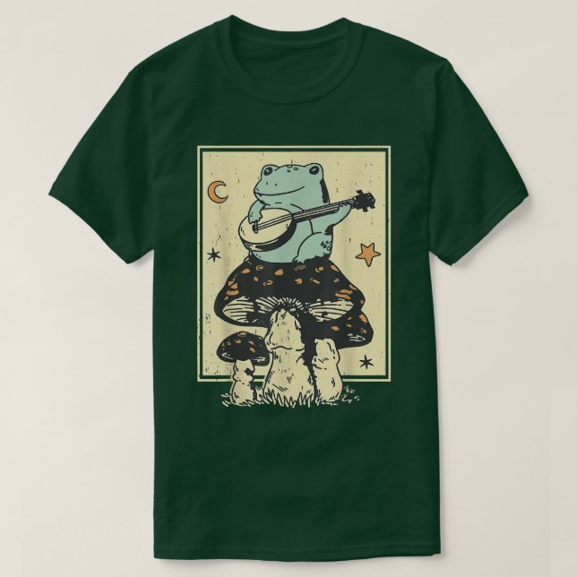 Cute Mushroom Guitar Frog 622 T Shirt (Design framsida)