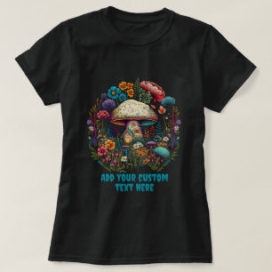 Cute Mushroom House Blommigt, Mushroom Älskare T Shirt