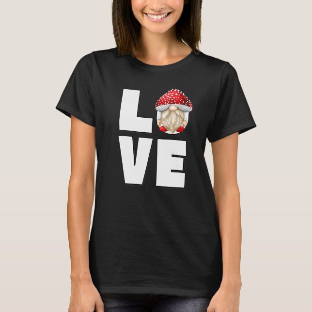 Cute Mushroom Hunter with Toadstool Hat För manar  T Shirt (Framsida)