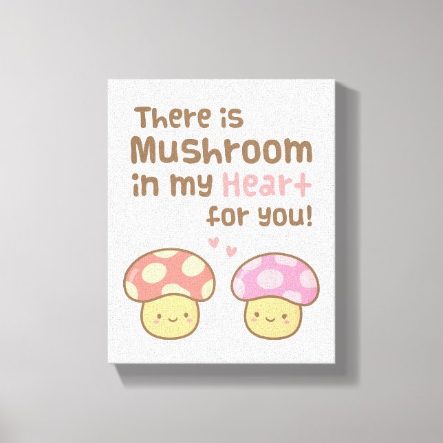 Cute Mushroom i mitt hjärta för dig Sweet Kärlek Canvastryck (Framsida)