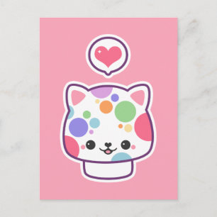 Cute Mushroom Kattunge Vykort