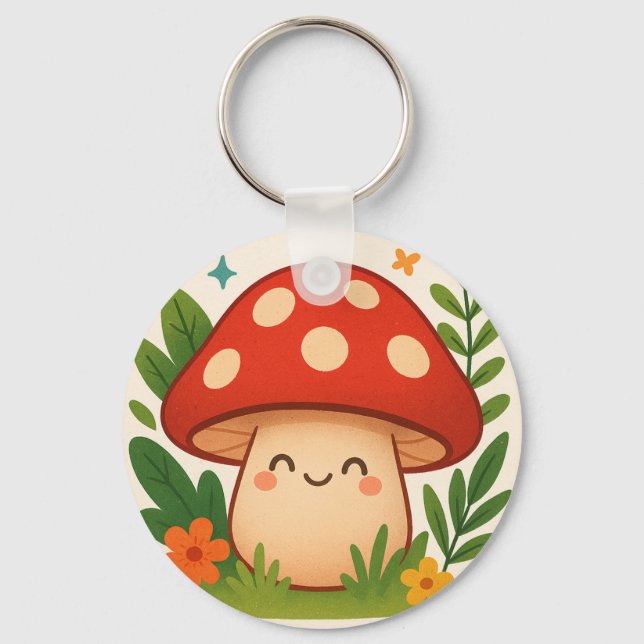 Cute Mushroom Keychain Nyckelring (Framsida)
