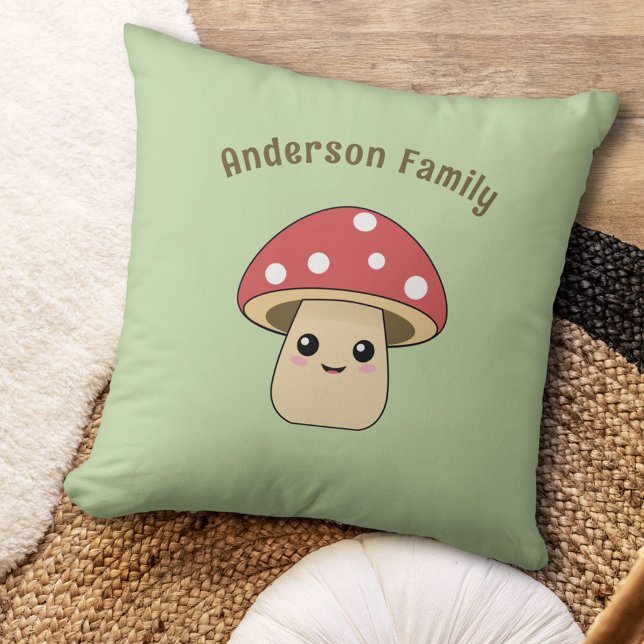 Cute Mushroom Kudde (Cute Mushroom Green Pillow)