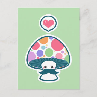 Cute Mushroom med Mustache Vykort