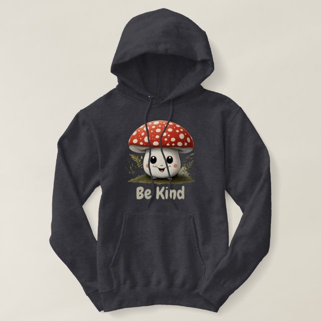 Cute Mushroom med stort leende Var snäll mot natur T Shirt (Design framsida)