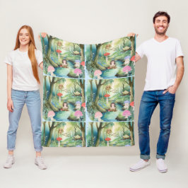 Cute Mushroom People and Friends Blanket Fleecefilt