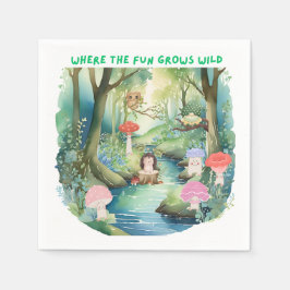 Cute Mushroom People med sina skogvänner Pappersservett