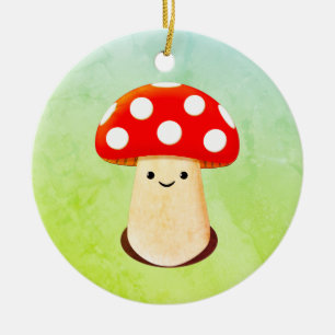 Cute Mushroom Teckning Julgransprydnad Keramik