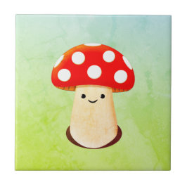 Cute Mushroom Teckning Kakelplatta