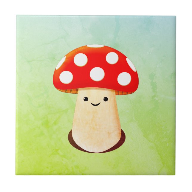 Cute Mushroom Teckning Kakelplatta (Framsidan)