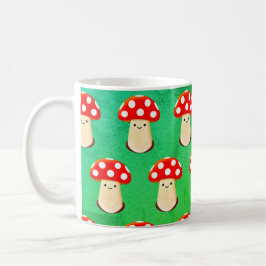 Cute Mushroom Teckning Mönster Kaffemugg