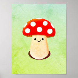 Cute Mushroom Teckning Poster