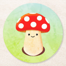 Cute Mushroom Teckning Underlägg Papper Rund