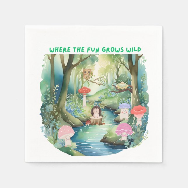 Cute Mushroom-vänner med sina skogskollegor Pappersservett (Framsidan)