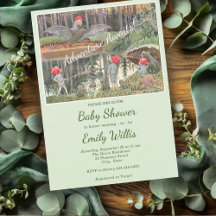 Cute Mushroom Woodland Frog Baby Shower