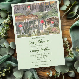 Cute Mushroom Woodland Frog Baby Shower Inbjudningar