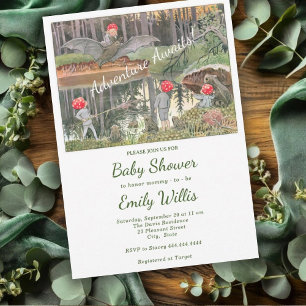 Cute Mushroom Woodland Frog Baby Shower Inbjudningar