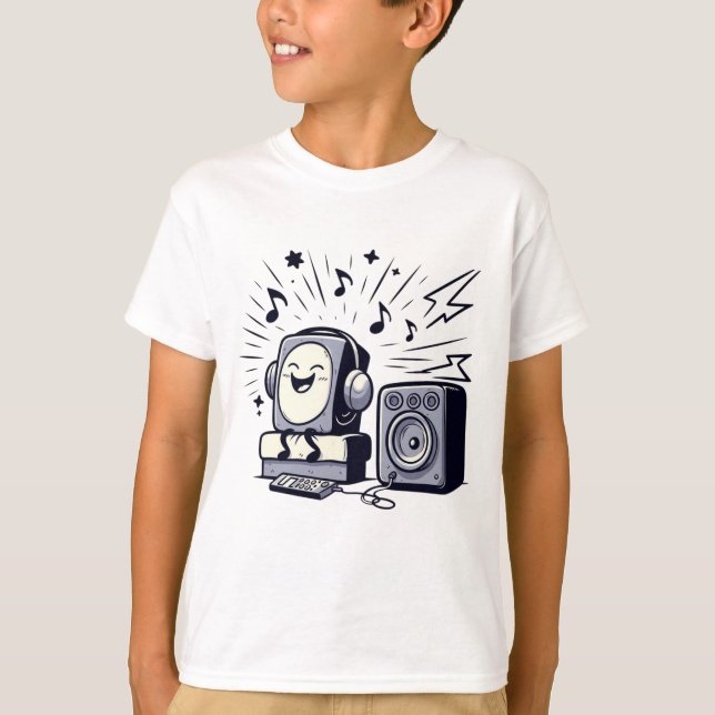 Cute Music Lover – Fun Cartoon Kids T-Shirt (Framsida)