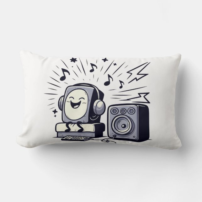 Cute Music Lover – Fun Cartoon Music Pillow 02 Lumbarkudde (Framsida)