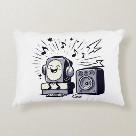 Cute Music Lover – Fun Cartoon Music Pillow Prydnadskudde