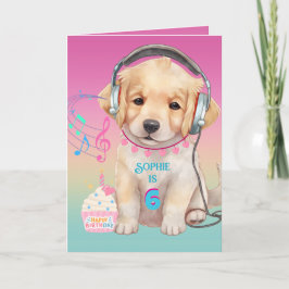 Cute Music Loving Golden Retriever Personlig Kort