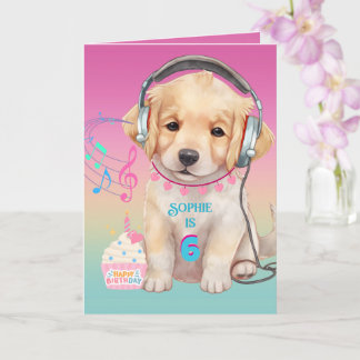 Cute Music Loving Golden Retriever Personlig Kort