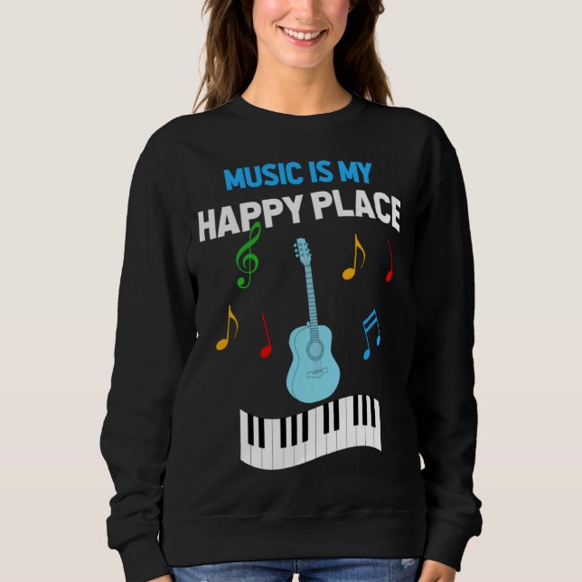 Cute Music Musician Tees  Music Is My Happy Place T Shirt (Framsida)