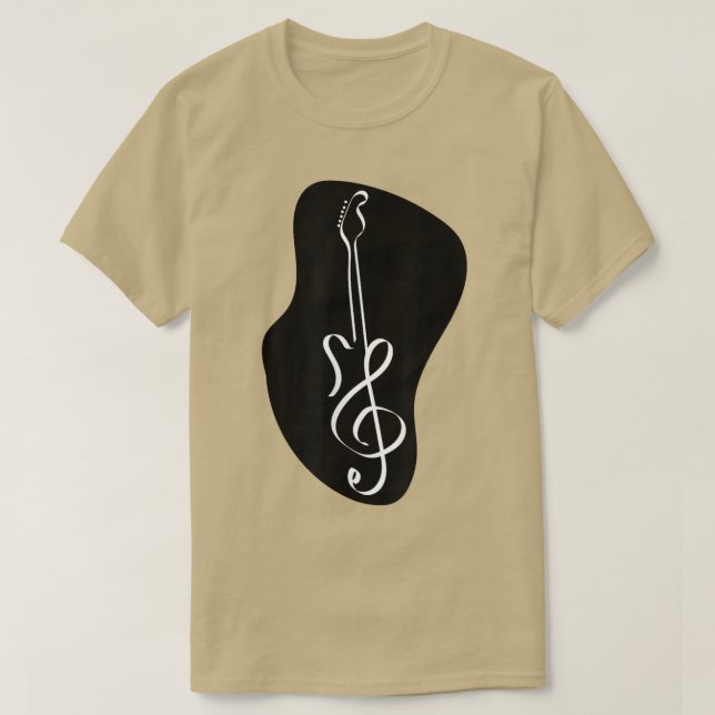 Cute Music Note Guitar ShapedBlack och White T Shirt (Design framsida)