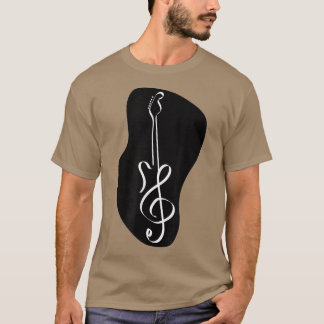 Cute Music Note Guitar ShapedBlack och White T Shirt
