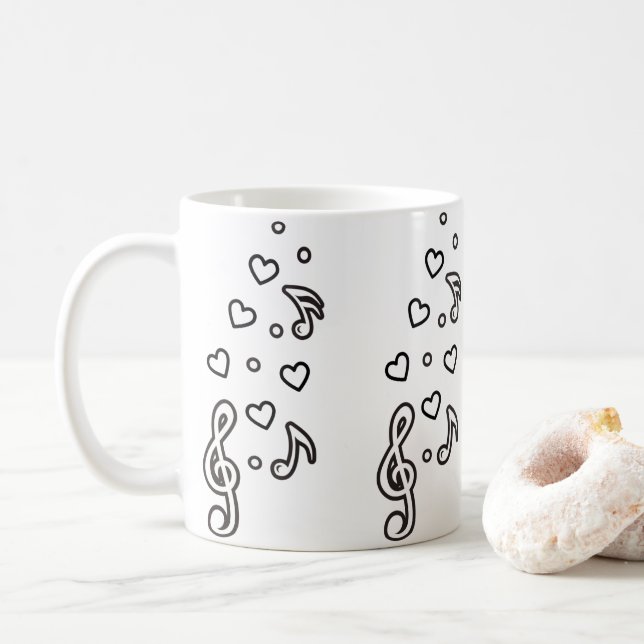 Cute Music Symbols Musik noter Treble Clefs Kaffemugg (Med munk)