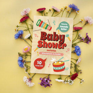 Cute Music-Theter Baby Shower-inbjudan Inbjudningar