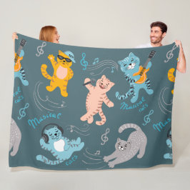 Cute Musical Cats Mönster Kids Bedroom Fleecefilt