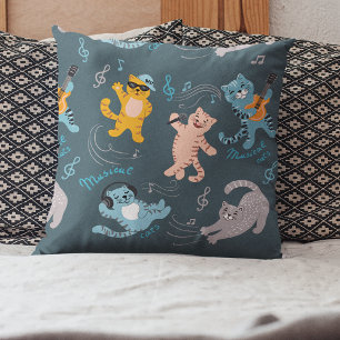 Cute Musical Cats Mönster Kids Bedroom Kudde